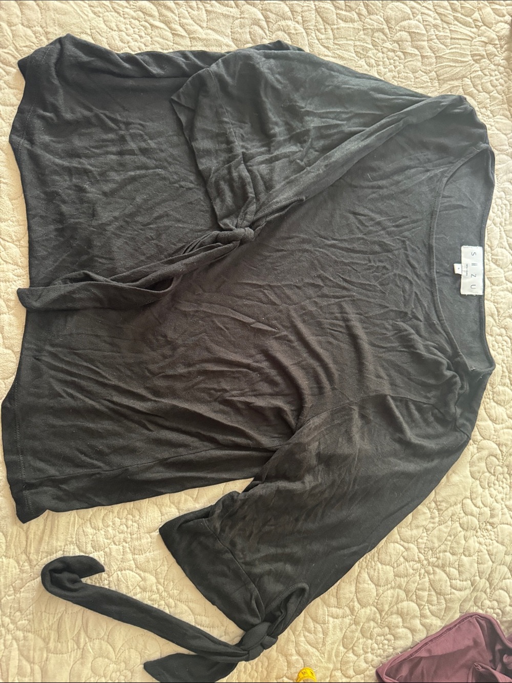 Slack Black Knot-Sleeve Women's Top